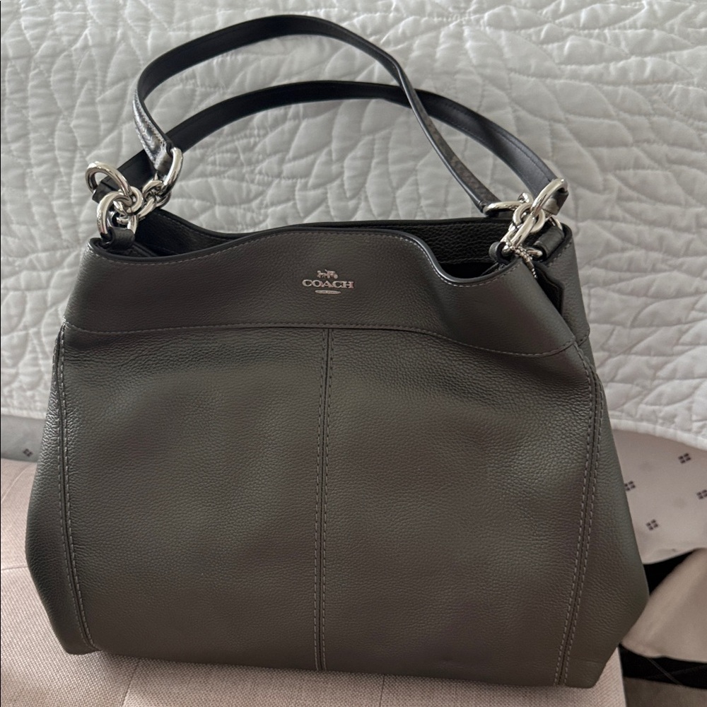 Coach Dark Gray Leather Shoulder Bag